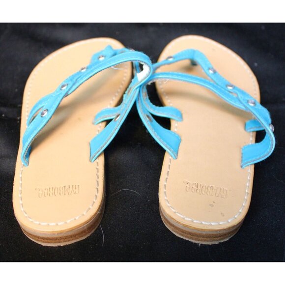 Gymboree Sea Splash Flip Flops sz 11 Thong Sandals Blue Rhinestone Sumer Beach - Picture 4 of 6